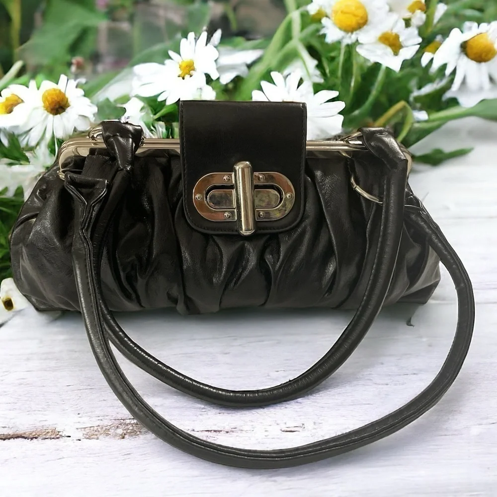 EXPRESS Pleated Women Handbag Faux Leather Shoulder Bag Fashion New Clip